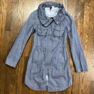 Divided by H&M fitted fishtail curved hem trench steel gray jacket XS 2